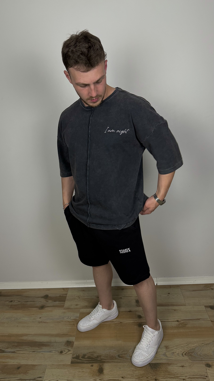 ANTRASİT NAKIŞLI OVERSİZE TİŞÖRT